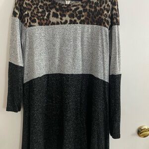 Leopard and Gray Colorblock tunic top